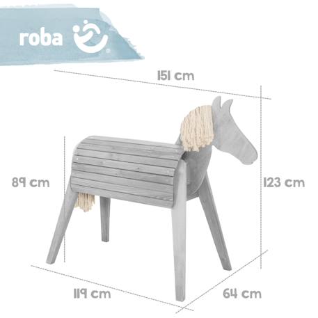 Cheval de jardin pour enfant en bois massif Gris+Teck 4 - vertbaudet enfant 