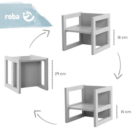 Chaise réversible en bois - tabouret évolutif 3 en 1 Beige+Blanc+Gris taupe 16 - vertbaudet enfant 