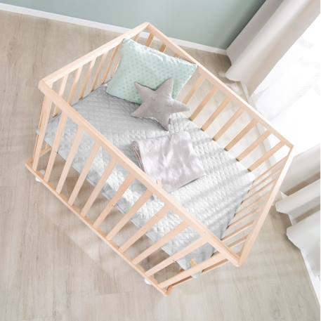 Parc bébé en bois massif + tapis déperlant roba style Naturel - gris argenté+Naturel - vert givré 5 - vertbaudet enfant 
