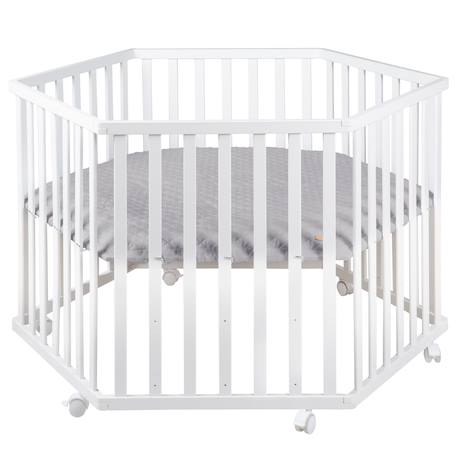 Parc bébé hexagonal + tapis déperlant et matelas déhoussable roba style Blanc - gris argenté 3 - vertbaudet enfant 