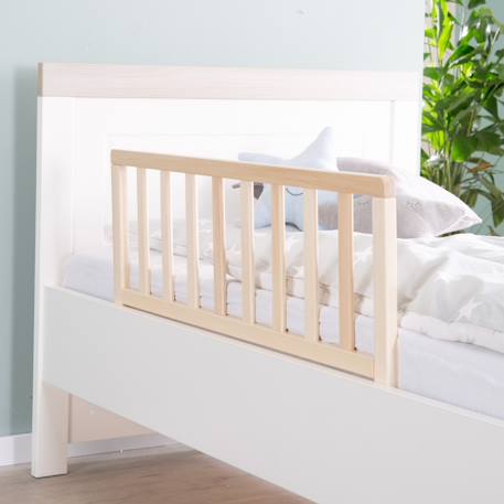 Barrière de lit en bois - protection anti-chute sûre pour bébés et enfants Blanc+Bois naturel+Gris 5 - vertbaudet enfant 