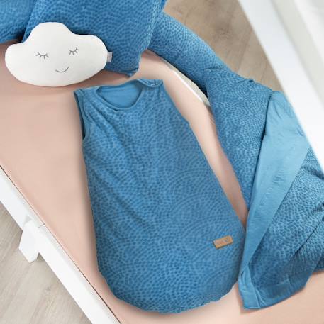 Gigoteuse sans manches en coton bio à pois en relief seashells Bleu indigo+Écru 2 - vertbaudet enfant 