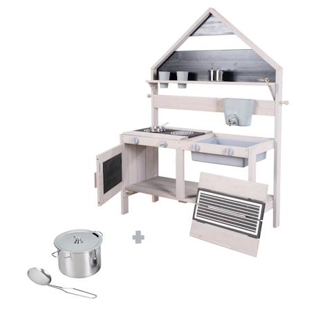Cuisine extérieure en forme de maison en bois fsc® avec accessoires Gris 4 - vertbaudet enfant 