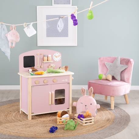 Cuisine enfant équipée avec accessoires et horloge Gris et naturel+Rose et naturel 11 - vertbaudet enfant 