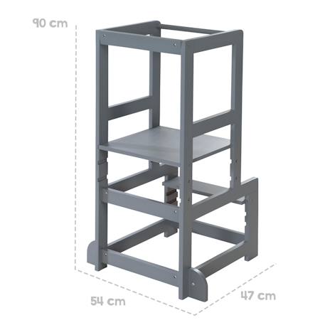 Tour d'apprentissage évolutive en bois Blanc+Gris anthracite 10 - vertbaudet enfant 