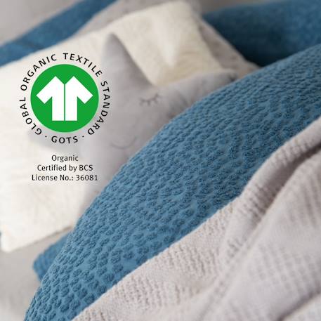 Gigoteuse sans manches en coton bio à pois en relief seashells Bleu indigo+Écru 4 - vertbaudet enfant 