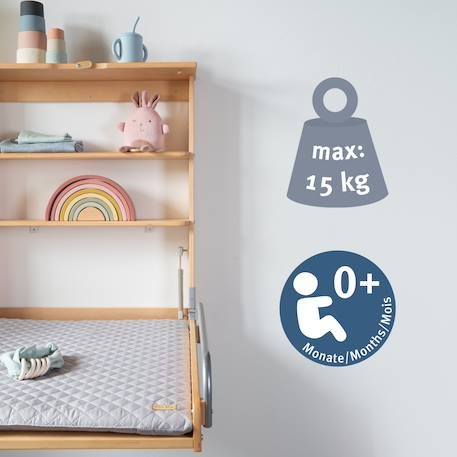 Table à langer murale pliante + matelas à langer déperlant roba style Anthracite / gris argenté+Blanc / gris argenté+Bois naturel / gris argenté+Gris taupe / gris argenté 18 - vertbaudet enfant 