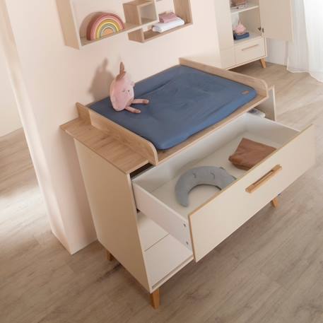 Commode à langer évolutive 3 tiroirs 3 niches jil Cashmere / décor châtaignier 4 - vertbaudet enfant 
