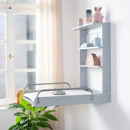 Table à langer murale pliante + matelas à langer déperlant roba style Anthracite / gris argenté+Blanc / gris argenté+Bois naturel / gris argenté+Gris taupe / gris argenté 23 - vertbaudet enfant 