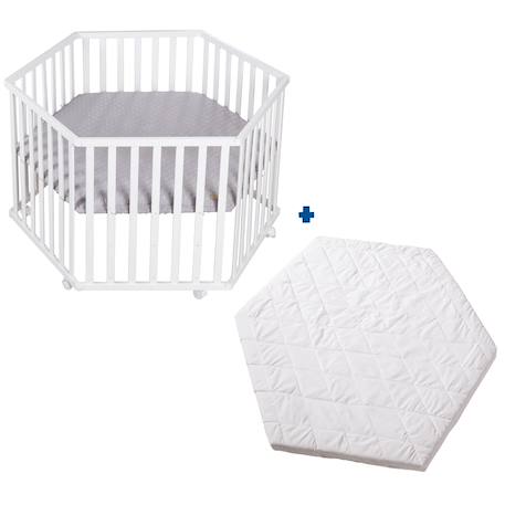 Parc bébé hexagonal + tapis déperlant et matelas déhoussable roba style Blanc - gris argenté 1 - vertbaudet enfant 