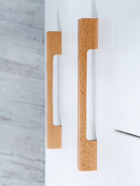 Armoire bébé 3 portes et 2 tiroirs à fermeture douce finn Blanc / chêne doré 6 - vertbaudet enfant 