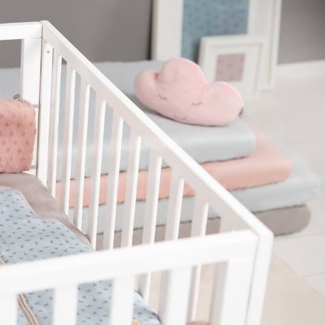 Drap housse extensible 60x120 - 70x140  en coton bio safe asleep® Beige amande+Blanc+Blanc cassé / écru+Bleu clair/ bleu ciel+Bleu indigo+Gris argenté+Rose pastel+Vert givré 22 - vertbaudet enfant 