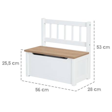Banc-coffre à jouets en bois massif résistant aux rayures woody Blanc - naturel+Gris taupe - naturel 4 - vertbaudet enfant 