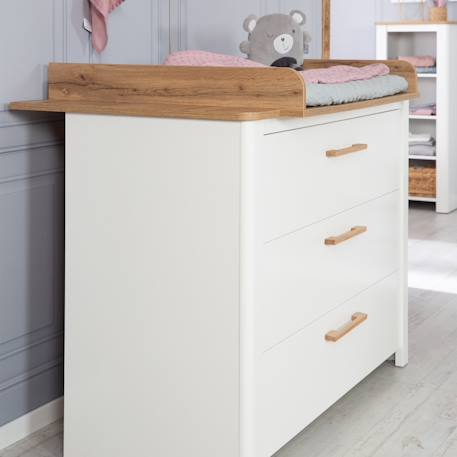 Commode à langer évolutive 3 tiroirs  ava Blanc / chêne artisan 2 - vertbaudet enfant 