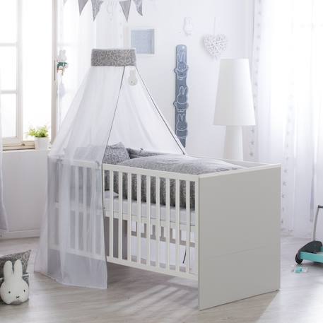 Parure de lit bébé + nid et baldaquin motif lapin miffy® Blanc - gris / miffy 2 - vertbaudet enfant 