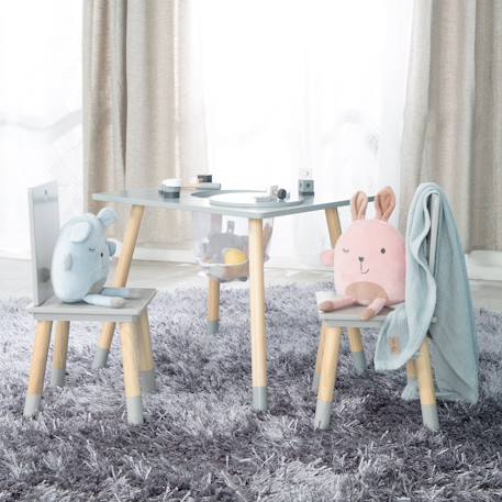 Set table et 2 chaises enfant avec filet de rangement Blanc et naturel+Gris et naturel 8 - vertbaudet enfant 