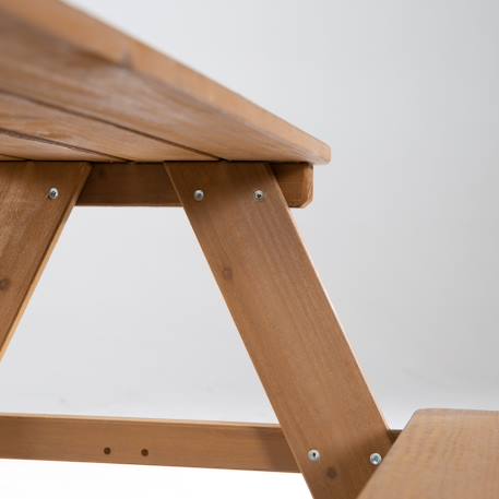 Table pique-nique en bois massif 4 places + 2 coussins Gris / motif étoiles+Teck / motif étoiles 12 - vertbaudet enfant 