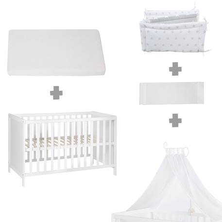 Lit bébé cododo 2en1 avec literie complète sterne grau Blanc / étoiles grises 5 - vertbaudet enfant 