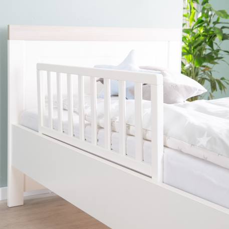 Barrière de lit en bois - protection anti-chute sûre pour bébés et enfants Blanc+Bois naturel+Gris 2 - vertbaudet enfant 