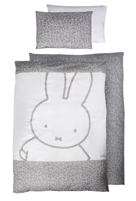 Parure de lit bébé et enfant en coton 2 pièces réversibles miffy Gris et blanc 1 - vertbaudet enfant 