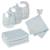 Set de 3 bavoirs en coton bio + 3 langes + 1 serviette doudou lil planet Bleu clair - gris / ourson+Gris argenté - bleu / ourson+Rose pastel - gris / lapin+Vert givré - gris / lapin 1 - vertbaudet enfant 