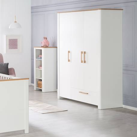 Armoire bébé 3 portes à fermeture douce ava Blanc / chêne artisan 2 - vertbaudet enfant 
