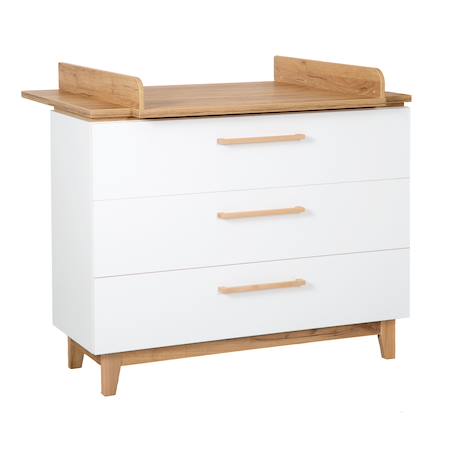 Commode à langer évolutive 3 tiroirs  finn Blanc / chêne doré 1 - vertbaudet enfant 