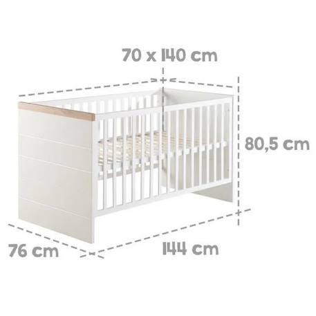 Lit bébé évolutif convertible en lit junior nele Blanc / chêne artisan 3 - vertbaudet enfant 