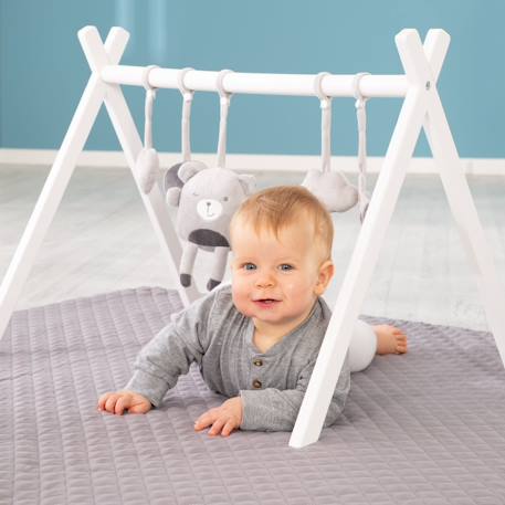 Portique d'éveil en bois massif + 5 pendentifs roba style Blanc - gris+Blanc - rose 2 - vertbaudet enfant 