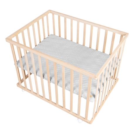 Parc bébé en bois massif + tapis déperlant roba style Naturel - gris argenté+Naturel - vert givré 1 - vertbaudet enfant 