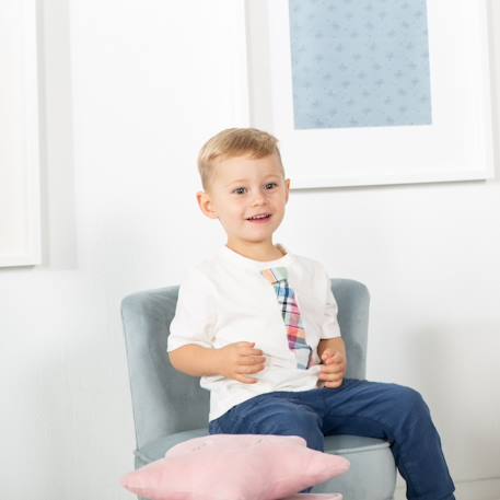 Mini fauteuil en velours et pieds en bois massif lil sofa Bleu clair+Gris argenté+Rose pastel 2 - vertbaudet enfant 