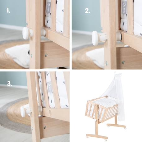 Berceau complet en hêtre bio avec accessoires sternenzauber grau Bois naturel / étoiles grises 6 - vertbaudet enfant 