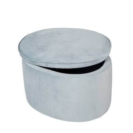 Pouf coffre ovale en bois et velours - tabouret avec rangement lil sofa Bleu clair+Gris argenté+Rose pastel 1 - vertbaudet enfant 