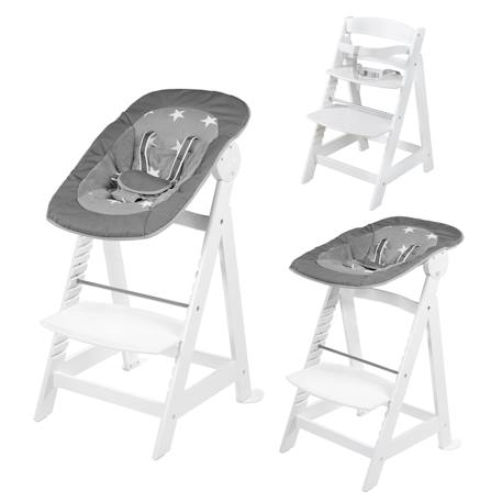 Chaise haute évolutive born up avec transat inclinable sternenzauber Blanc - grandes étoiles+Gris taupe - lapin miffy+Naturel - petites étoiles 1 - vertbaudet enfant 