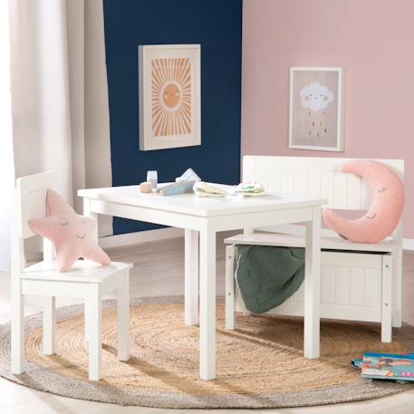 Table rectangulaire à pieds en bois massif laqué Blanc 5 - vertbaudet enfant 