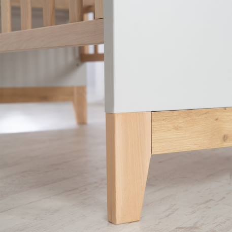 Lit évolutif en hêtre massif transformable en lit junior caro Gris clair / chêne doré 4 - vertbaudet enfant 
