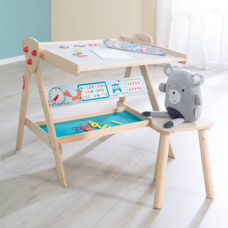 Tableau pivotant double face avec tabouret Vert / naturel 5 - vertbaudet enfant 