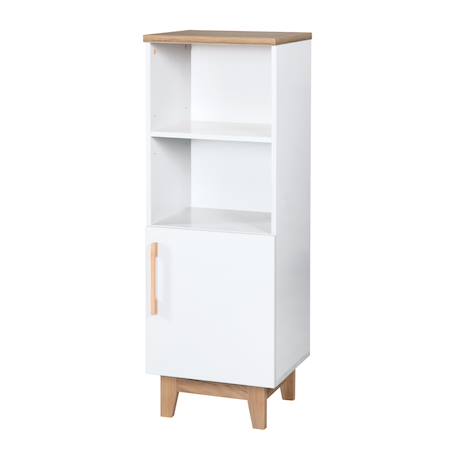 Bibliothèque colonne 1 porte 2 niches finn Blanc / chêne doré 1 - vertbaudet enfant 