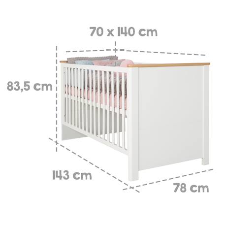 Lit évolutif moderne transformable en lit junior ava Blanc / chêne artisan 3 - vertbaudet enfant 