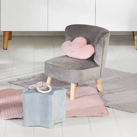 Mini fauteuil en velours et pieds en bois massif lil sofa Bleu clair+Gris argenté+Rose pastel 8 - vertbaudet enfant 