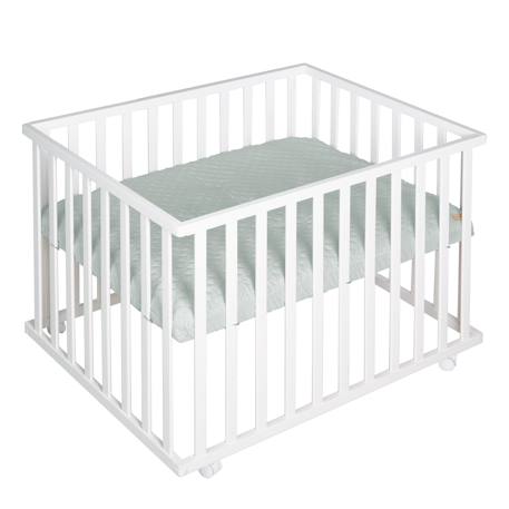 Parc bébé rectangulaire sur roulettes + tapis déperlant roba style Blanc - gris argenté+Blanc - vert givré 7 - vertbaudet enfant 