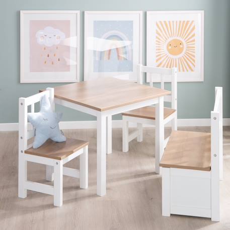 Set table et 2 chaises enfant aspect bois woody Blanc / aspect bois+Gris taupe / aspect bois 2 - vertbaudet enfant 