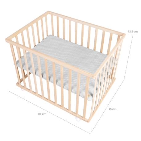 Parc bébé en bois massif + tapis déperlant roba style Naturel - gris argenté+Naturel - vert givré 6 - vertbaudet enfant 