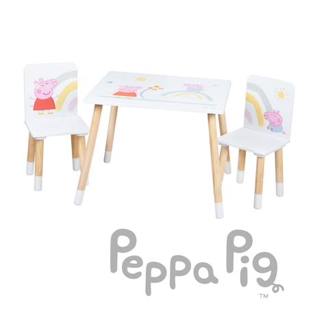 Set table et 2 chaises enfant avec pieds en bois massif Blanc - naturel / peppa pig 3 - vertbaudet enfant 