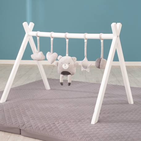 Portique d'éveil en bois massif + 5 pendentifs roba style Blanc - gris+Blanc - rose 5 - vertbaudet enfant 