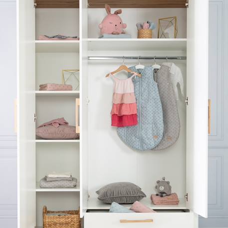 Armoire bébé 3 portes à fermeture douce ava Blanc / chêne artisan 4 - vertbaudet enfant 
