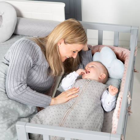 Tour de lit bébé déhoussable en coton bio lil planet Bleu clair/ bleu ciel+Gris argenté+Rose pastel+Vert givré 10 - vertbaudet enfant 