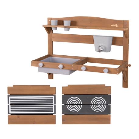Cuisine extérieure à suspendre en bois fsc® + 2 gobelets Gris+Teck 10 - vertbaudet enfant 