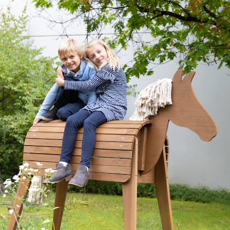 Cheval de jardin pour enfant en bois massif Gris+Teck 7 - vertbaudet enfant 