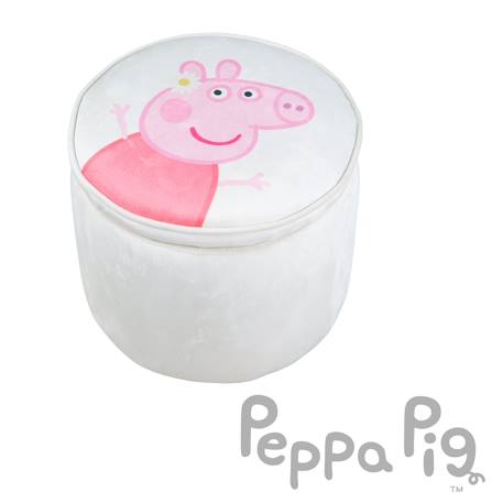 Boite de rangement en bois et velours - pouf coffre rond peppa pig Beige - peppa pig 3 - vertbaudet enfant 